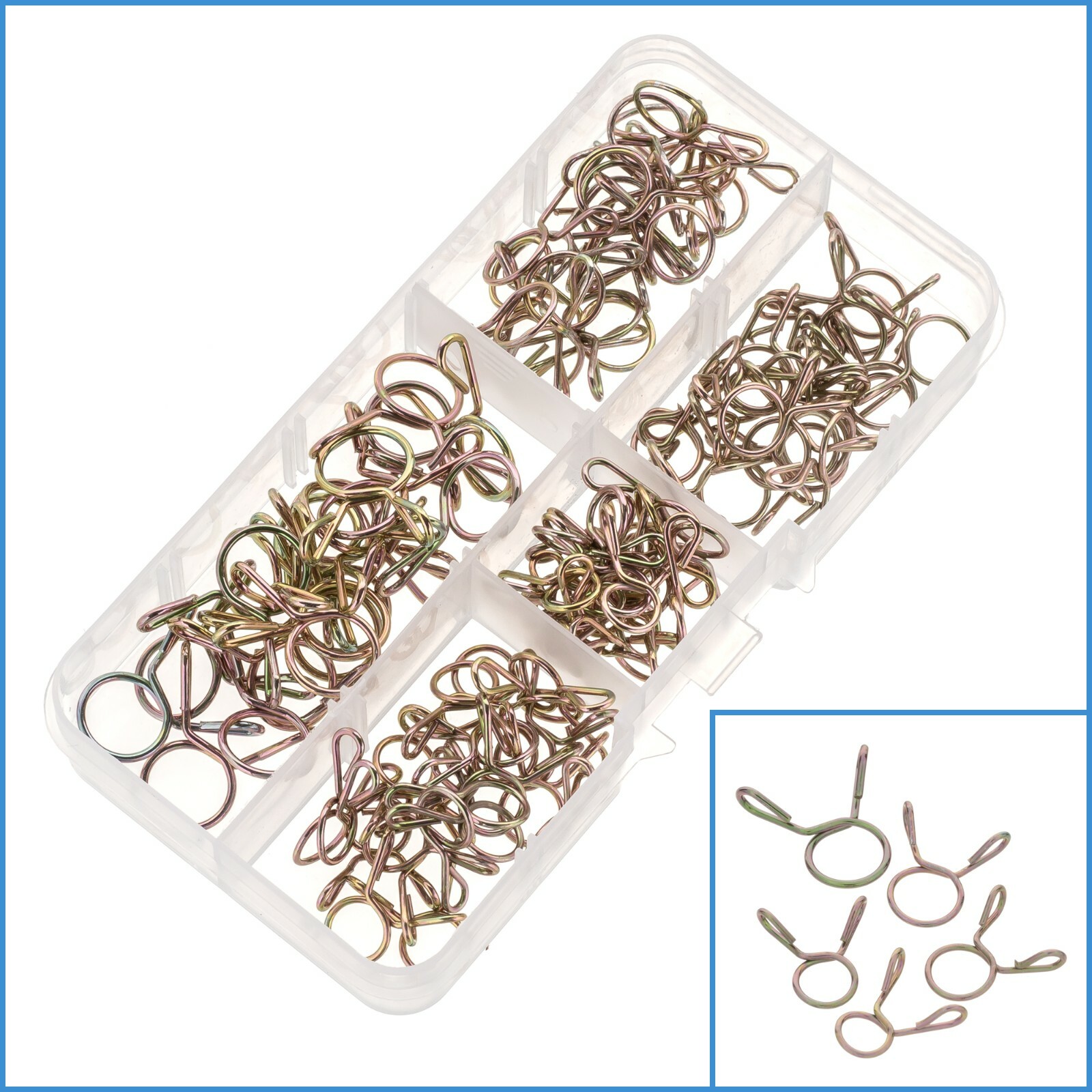 100pcs 6mm To 10mm Spring Hose Clamps Zinc Plated Fuel Line Pipe Boat ATV Kit