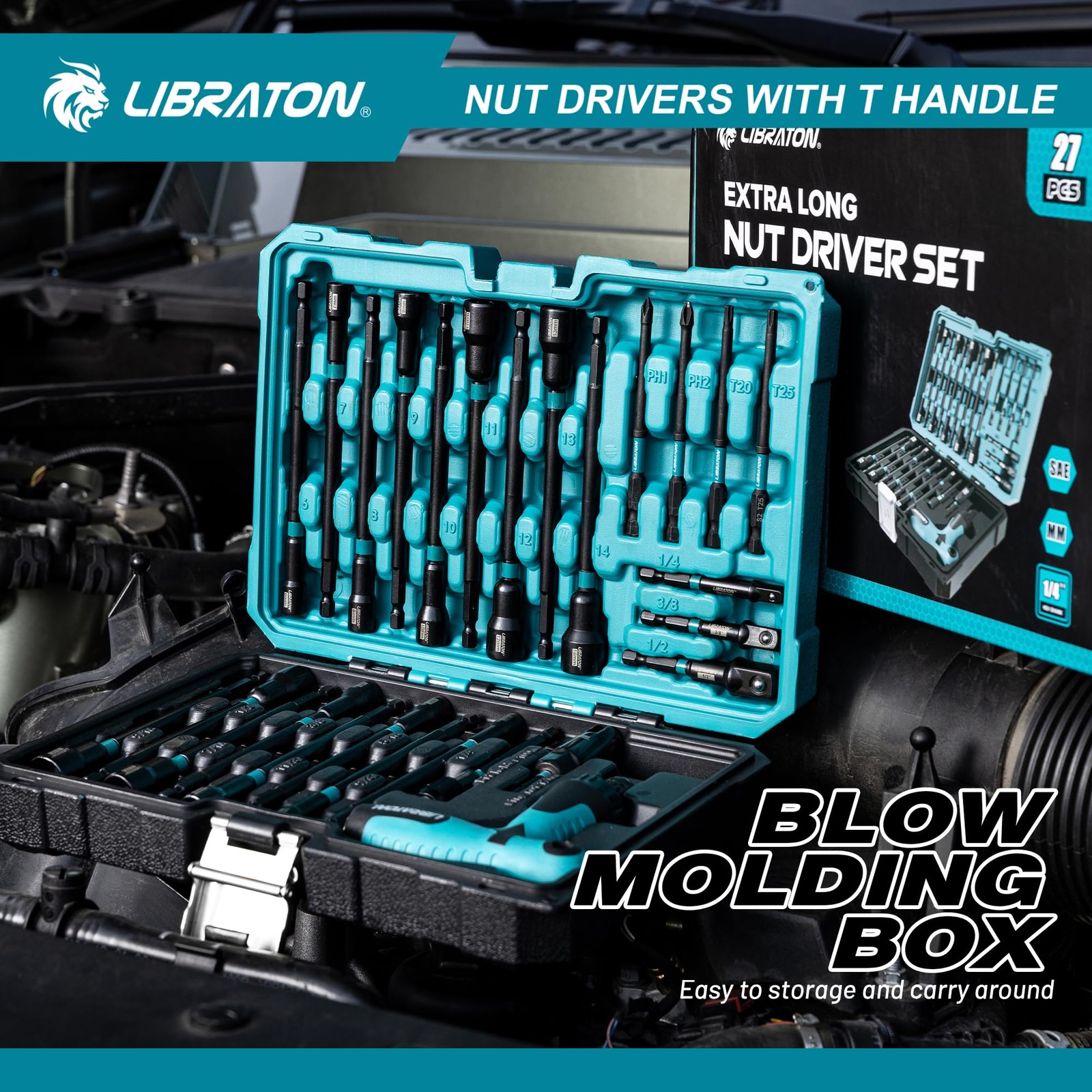 LIBRATON 27PCS Magnetic Nut Driver Set with Ratcheting T Handle, Driver...