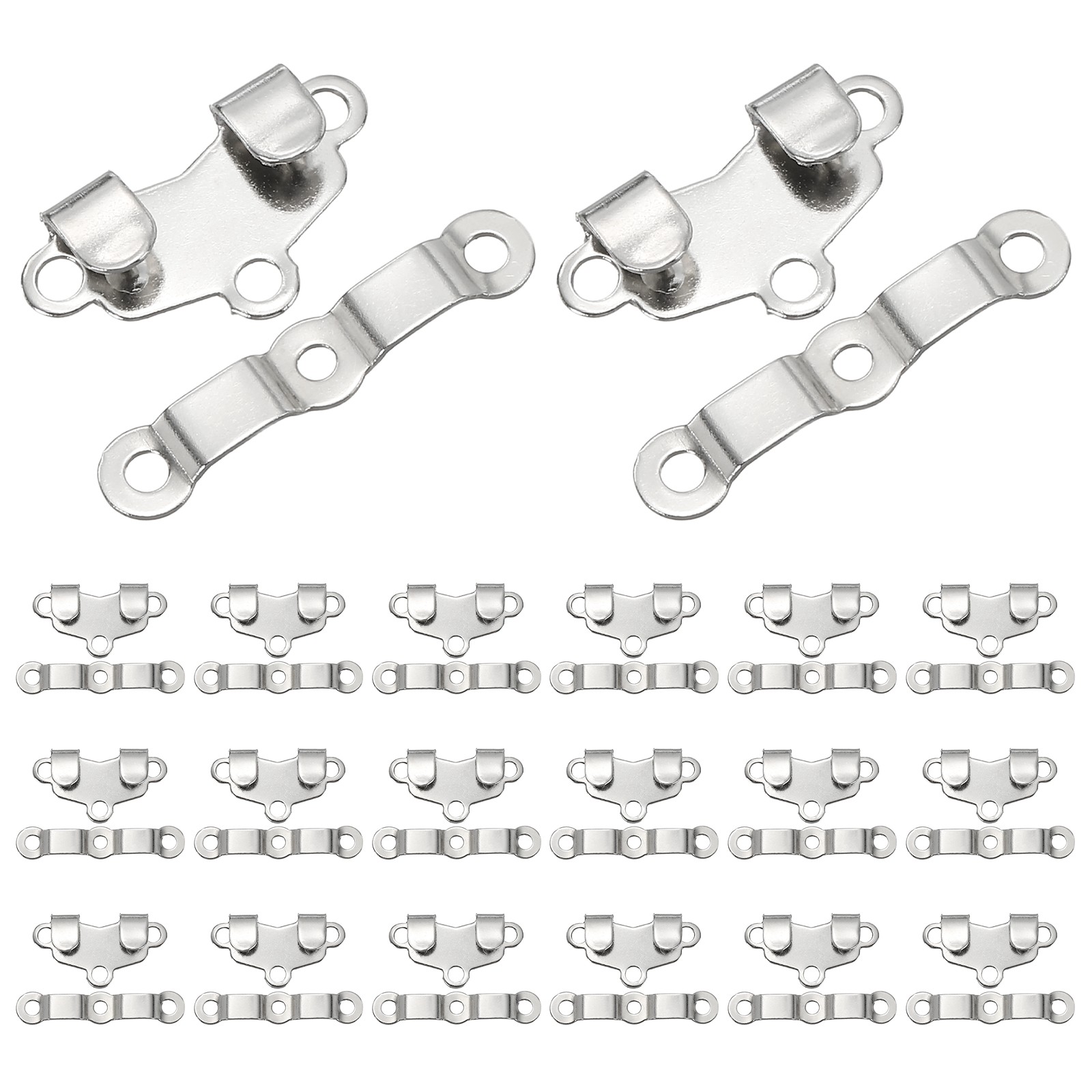 20 Sets Hook and Eye Sewing Metal Closure Clasp Replacement Silver 21 x 12mm