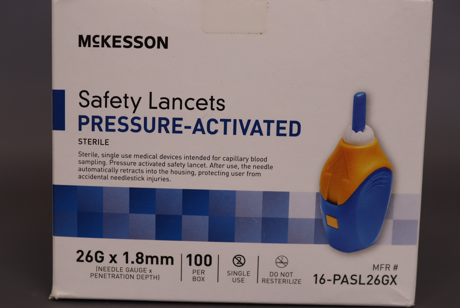 McKesson Lancets for Diabetes Testing [100 Count] 16-PASL26GX