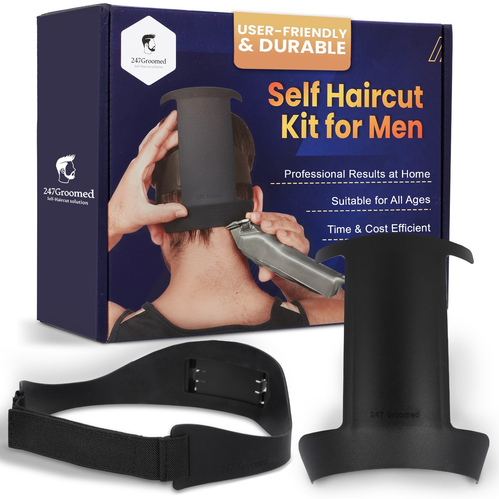 247GROOMED Self Haircut Kit for Men | Self Hair Cut 2Pc Set Fade guide & Necklin