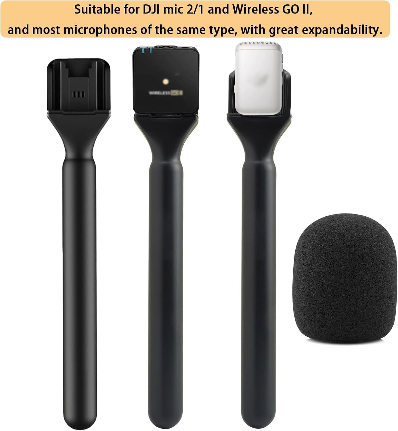 Wireless Microphone Handheld Adapter Stick - Interview Handle Mount for DJI Mic