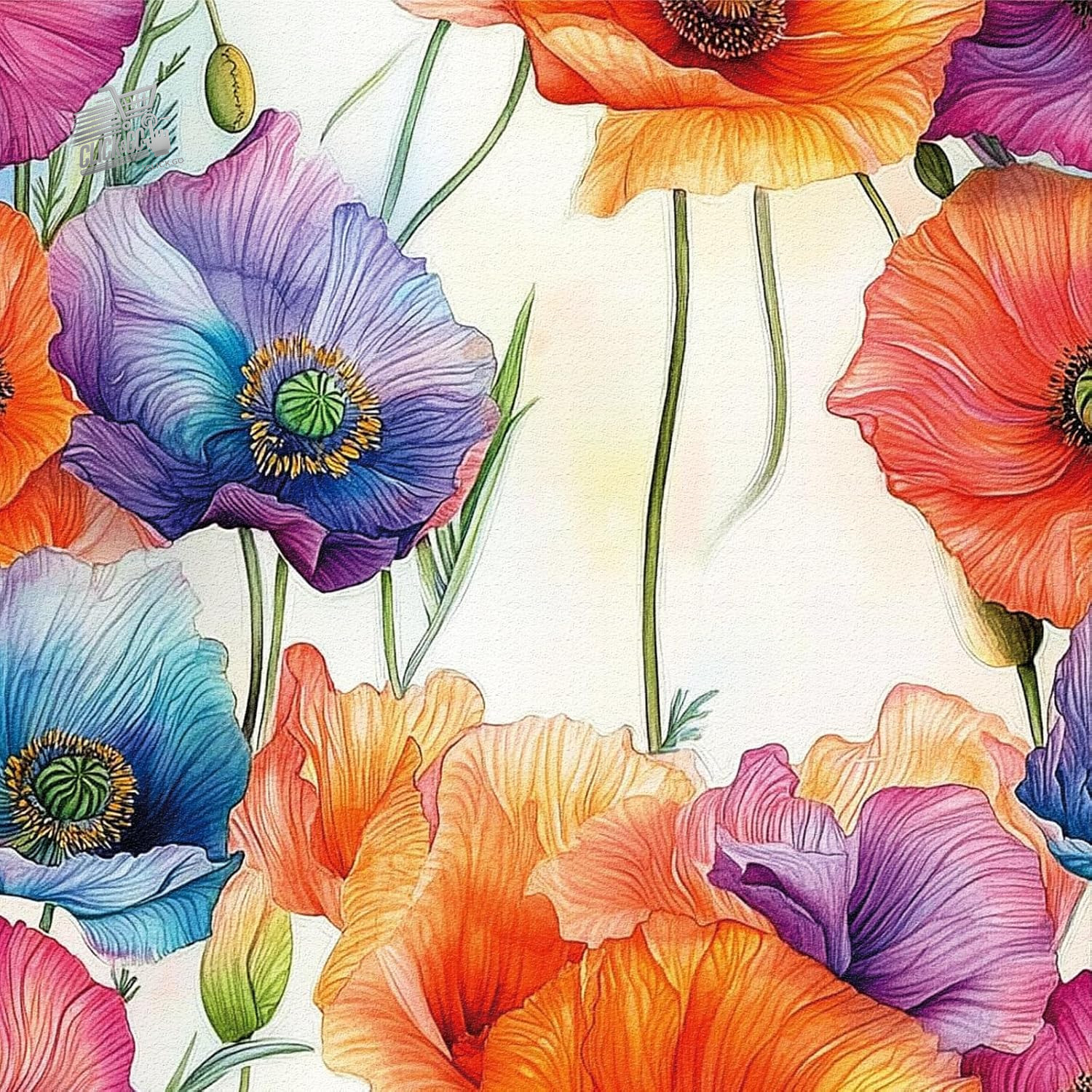 Floral wallpaper flowers watercolor self-adhesive, adhesive film for furniture
