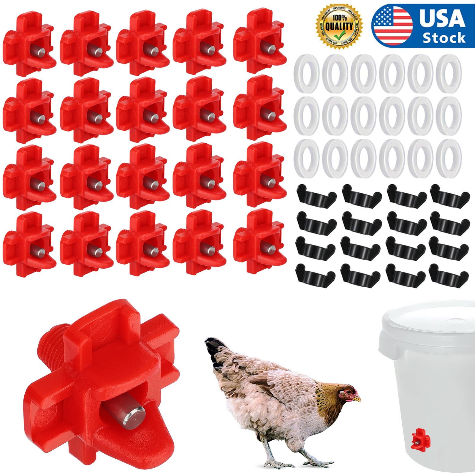 5/20x Horizontal Chicken Nipples Waterer Automatic Chicken Water Feeder Poultry