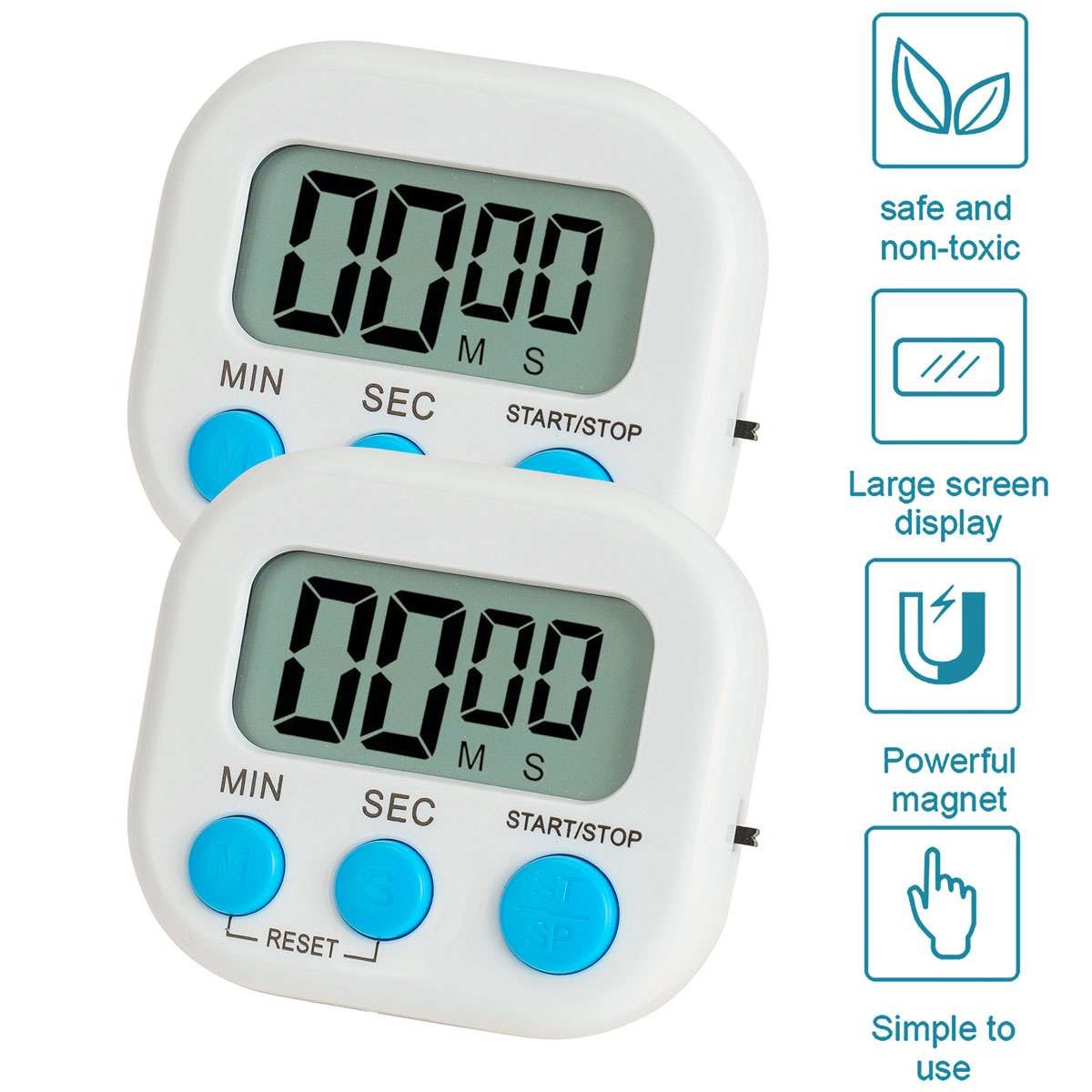 4X Kitchen Timer Magnetic LCD Digital Countdown Stopwatch With Stand Alarm Clock