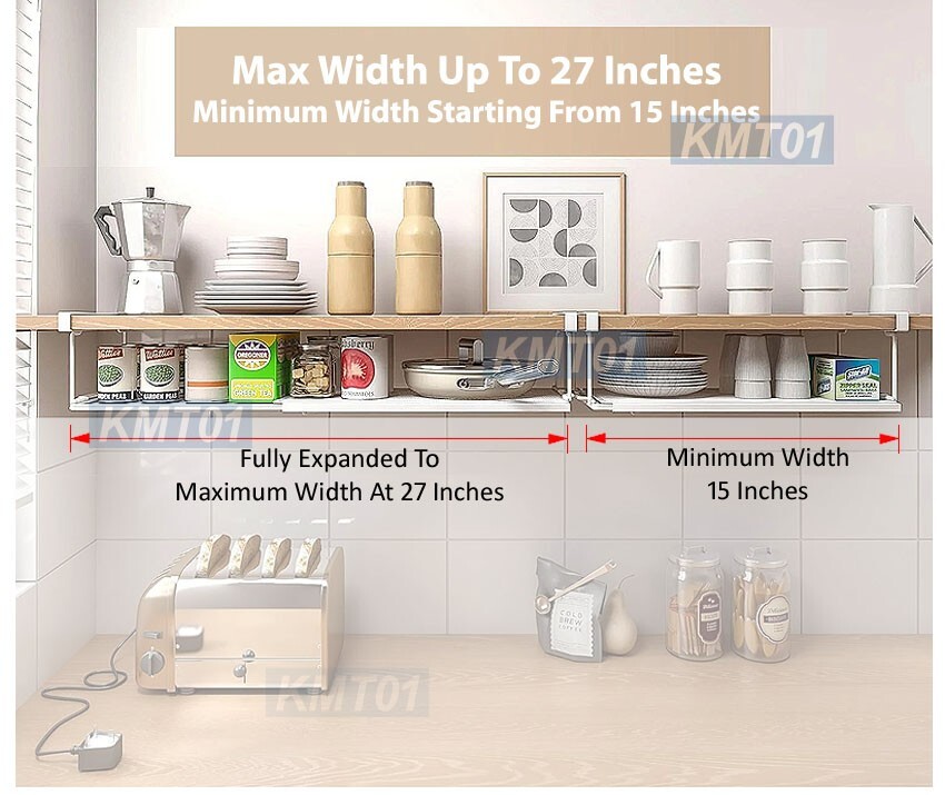 Expandable Under Shelf Basket for Kitchen Storage – Fits Cabinets & Racks