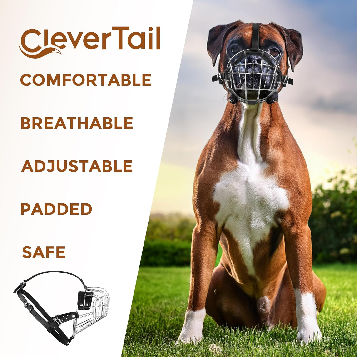 Metal Muzzle for Boxer Dog Breed – Bite Proof Boxer Muzzle for Medium and Large