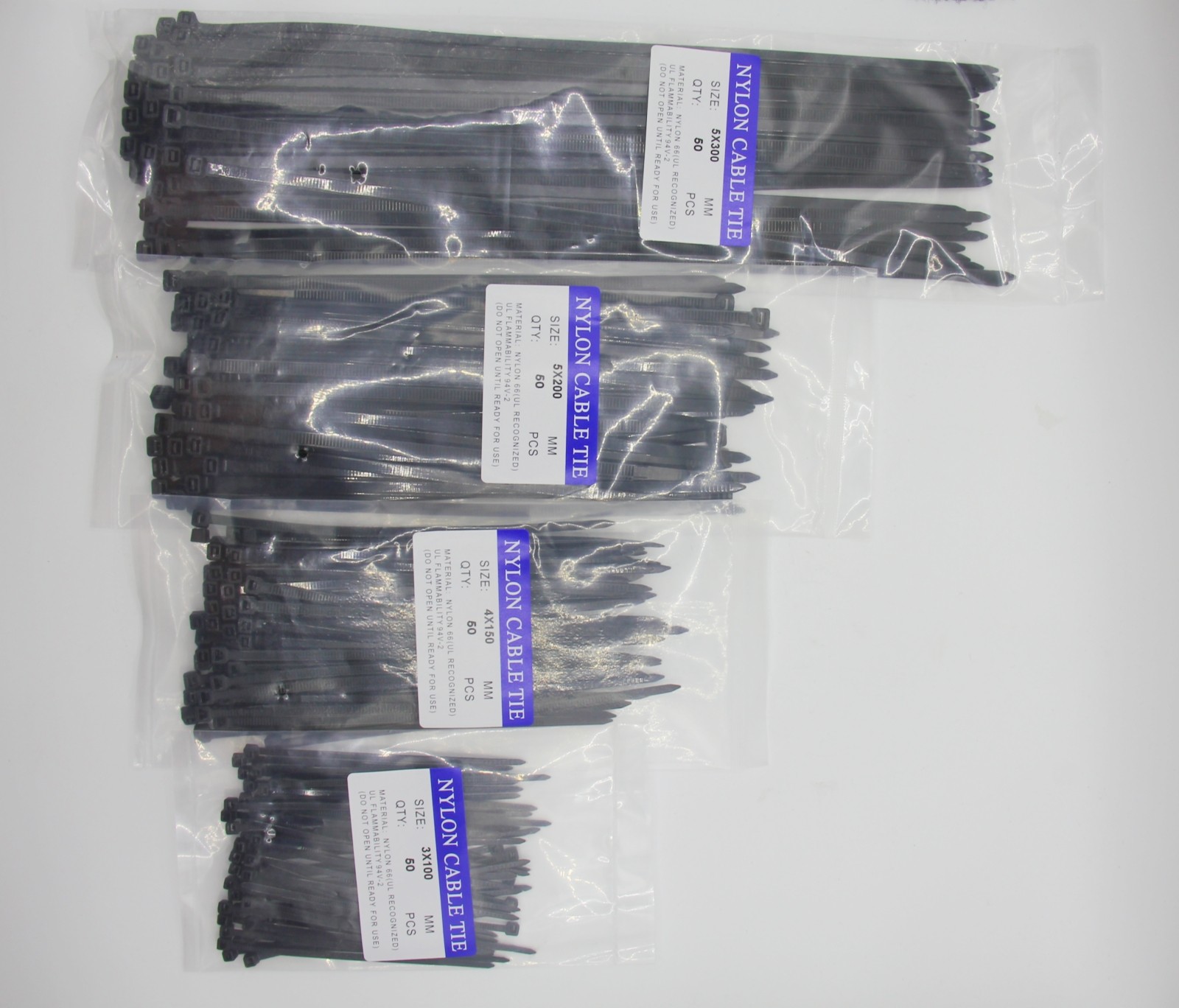 4 Sizes: 4"+6"+8"+12" Self-Locking Nylon Multi-Purpose NEW Cable Ties Assorted