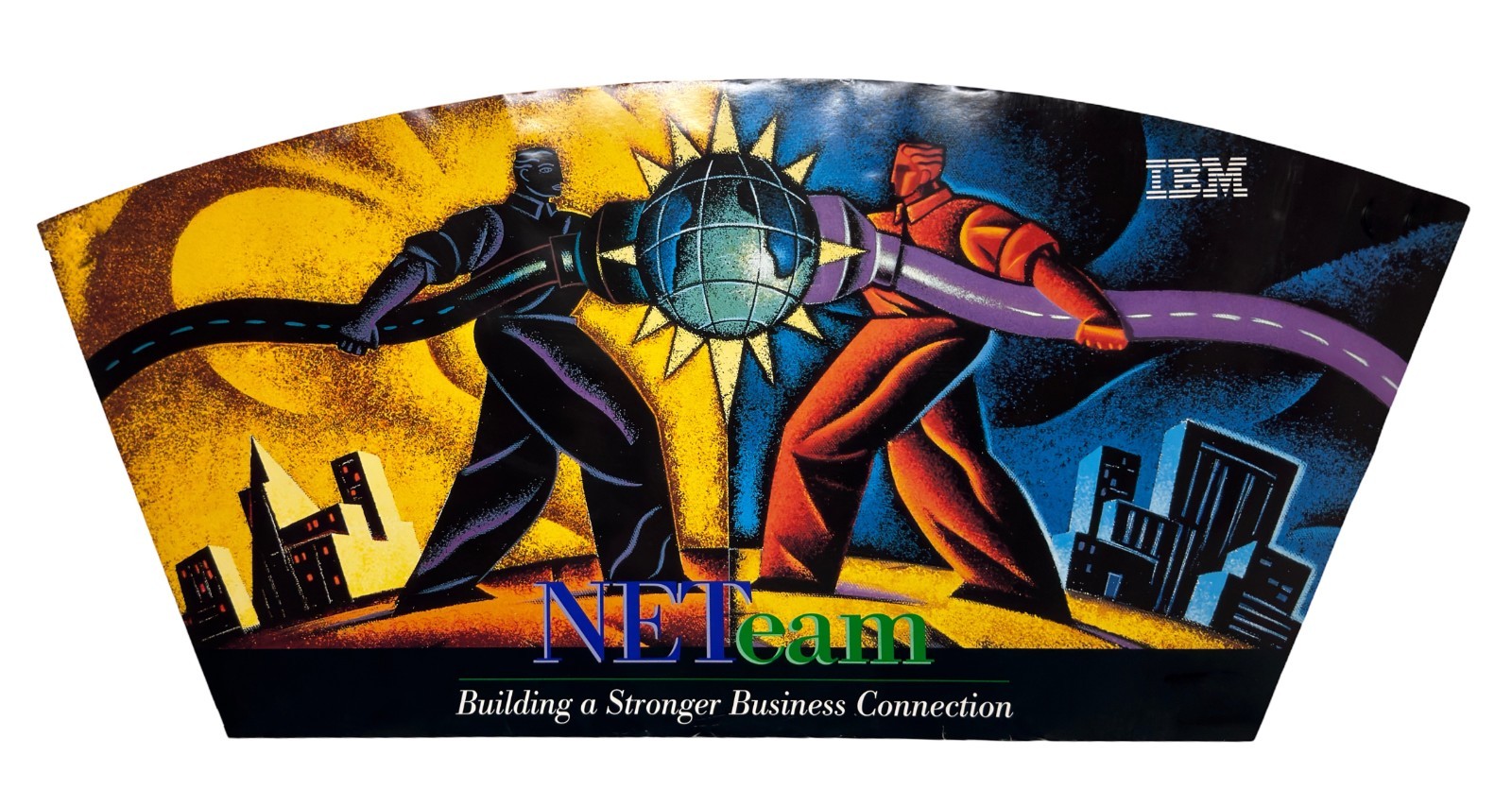 Vintage IBM NETeam Promotional Poster Sign Building Stronger Business Connection
