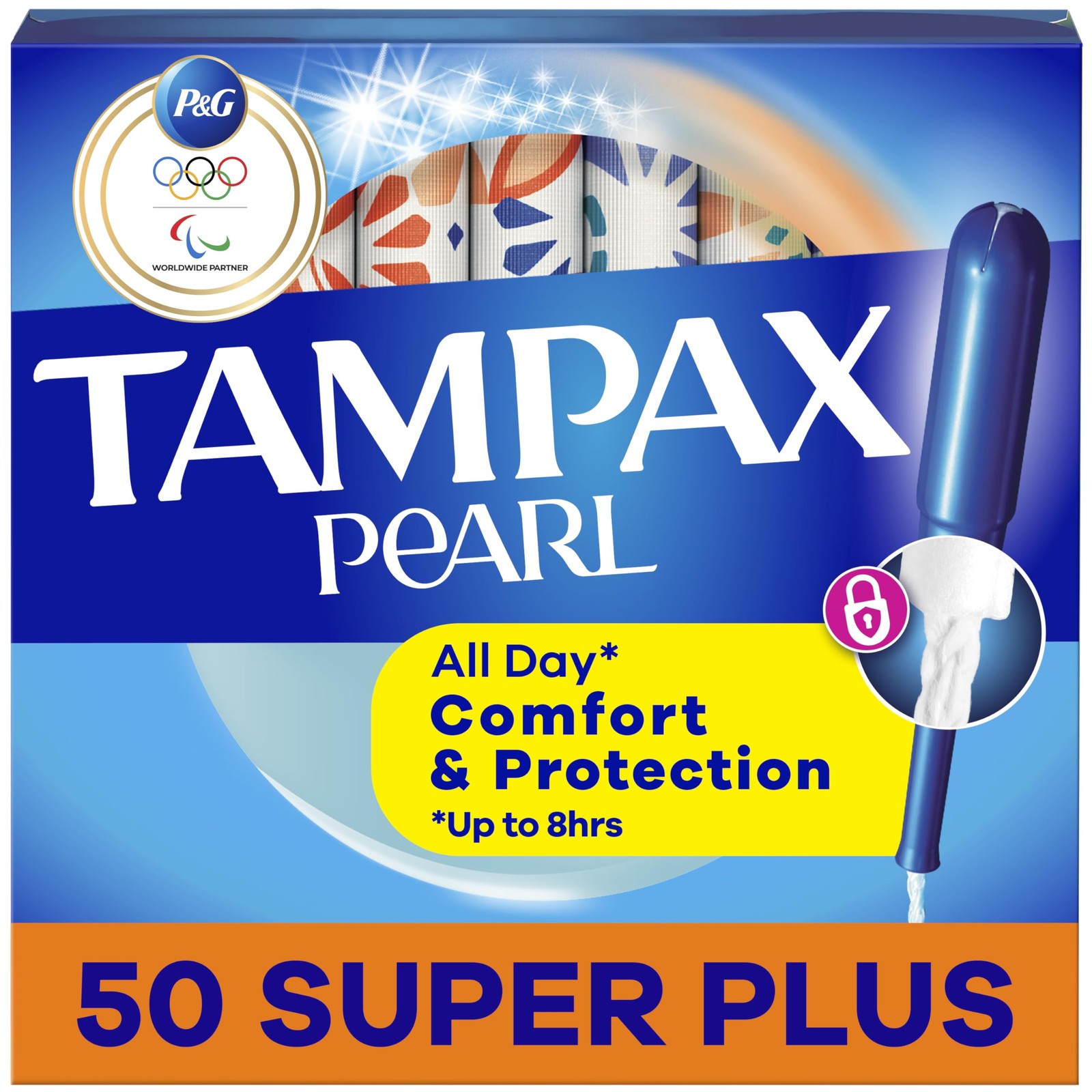 Tampax Pearl Tampons for Women, LeakGuard Braid, Super Plus Absorbency, 50 Count