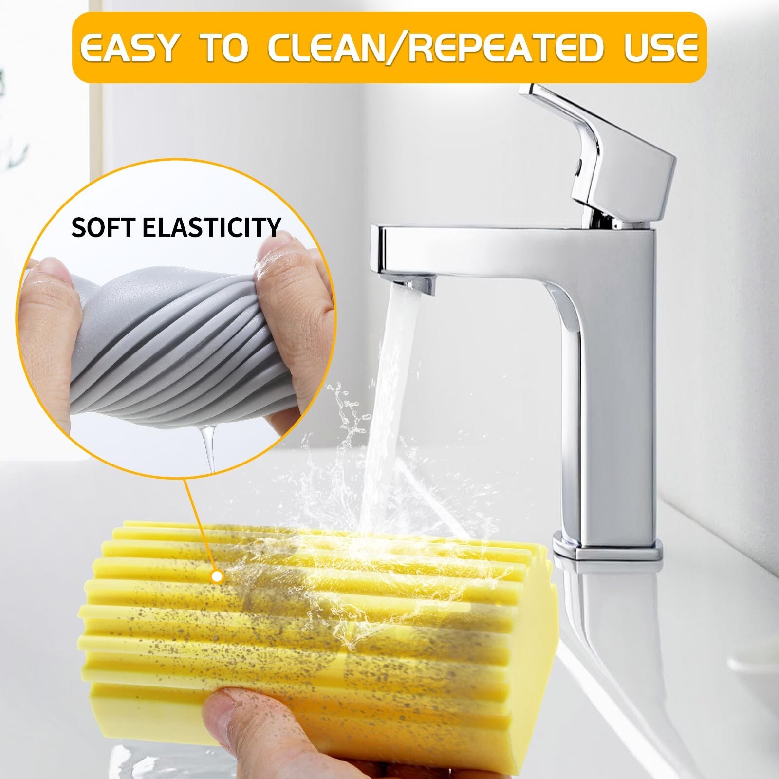 COBETE Damp Clean Duster Sponge,4pack Magic Sponge Eraser,Reusable Damp Dusti...