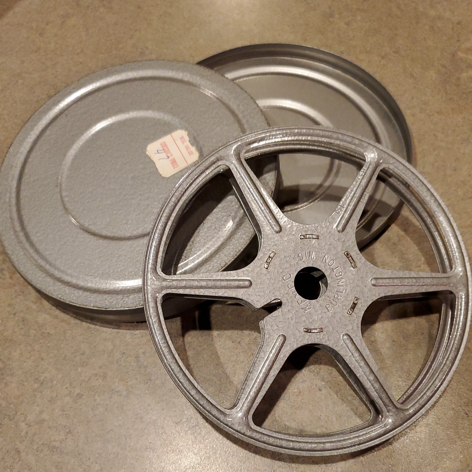 Vintage Metal Super 8mm Film Reel & Canister KENCO Burlington WI Steampunk