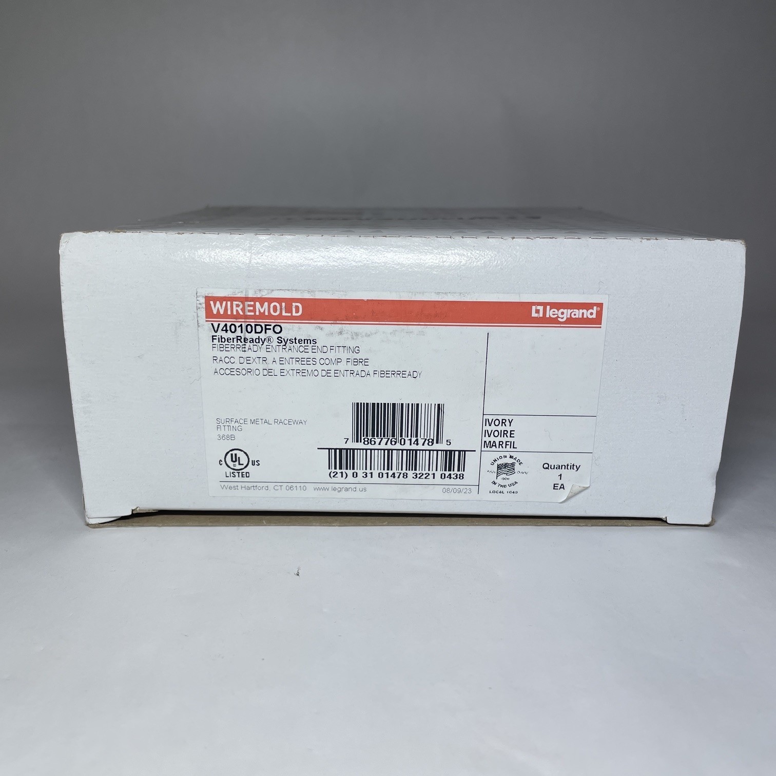 (5 Pack) Wiremold V4010DFO 4000 Series Raceway FiberReady Ivory New