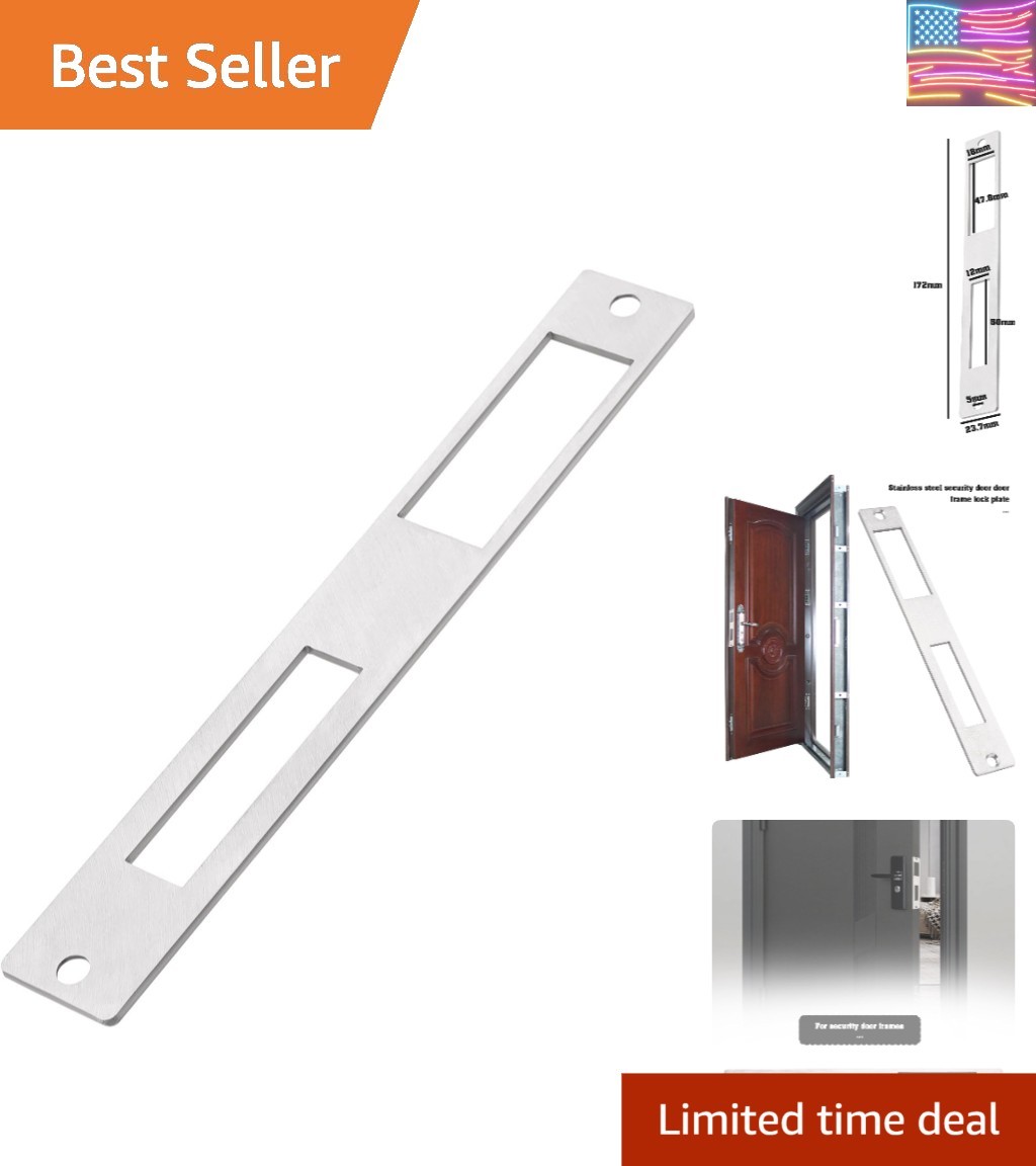 1Pc Door Flat Strike Plate Stainless Steel Plate 172mm x 23.7mm for Door Hand...