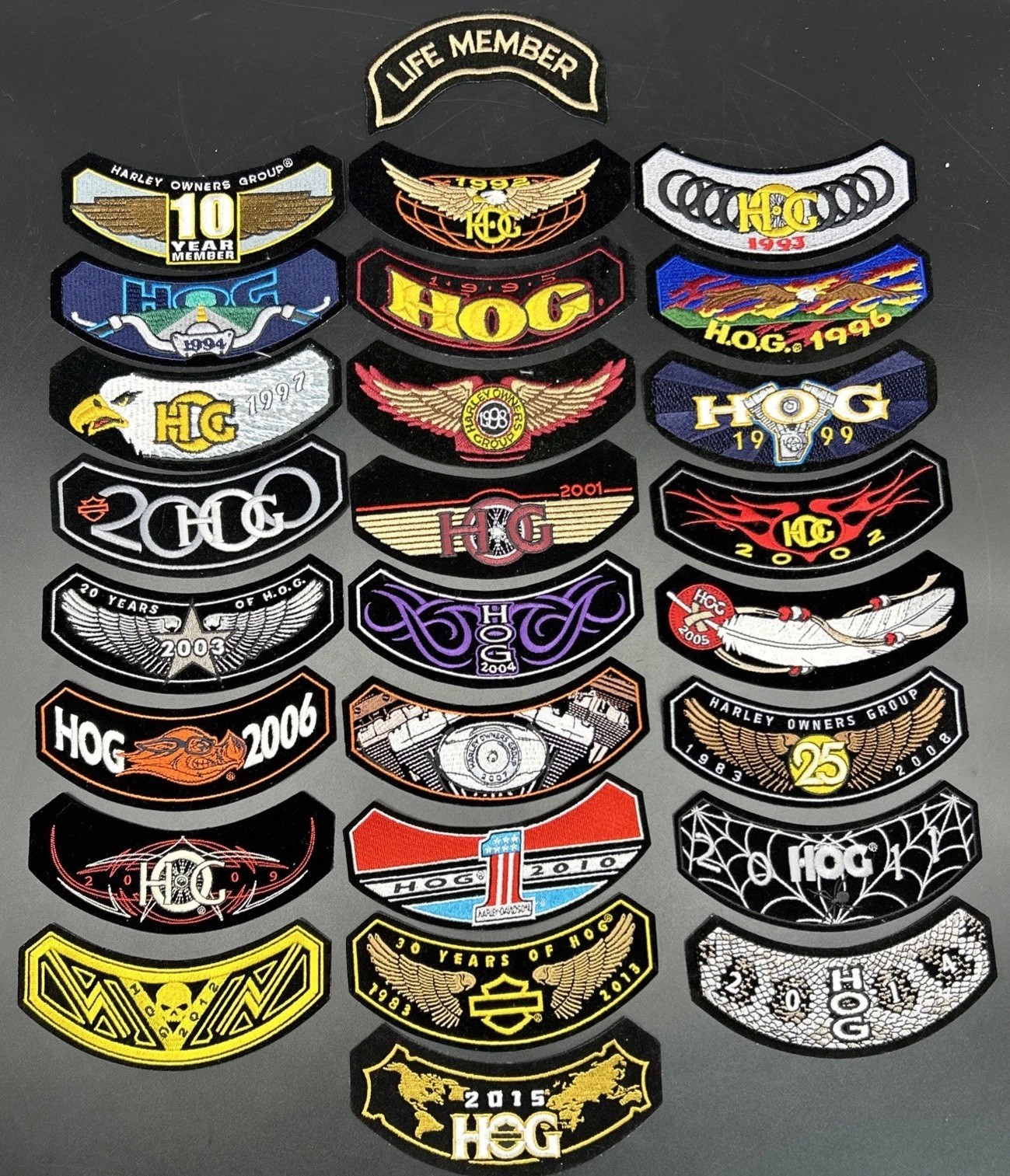 Harley Davidson HOG Patch Lot Life Member 26 Deadstock Rockers VTG Rare NOS