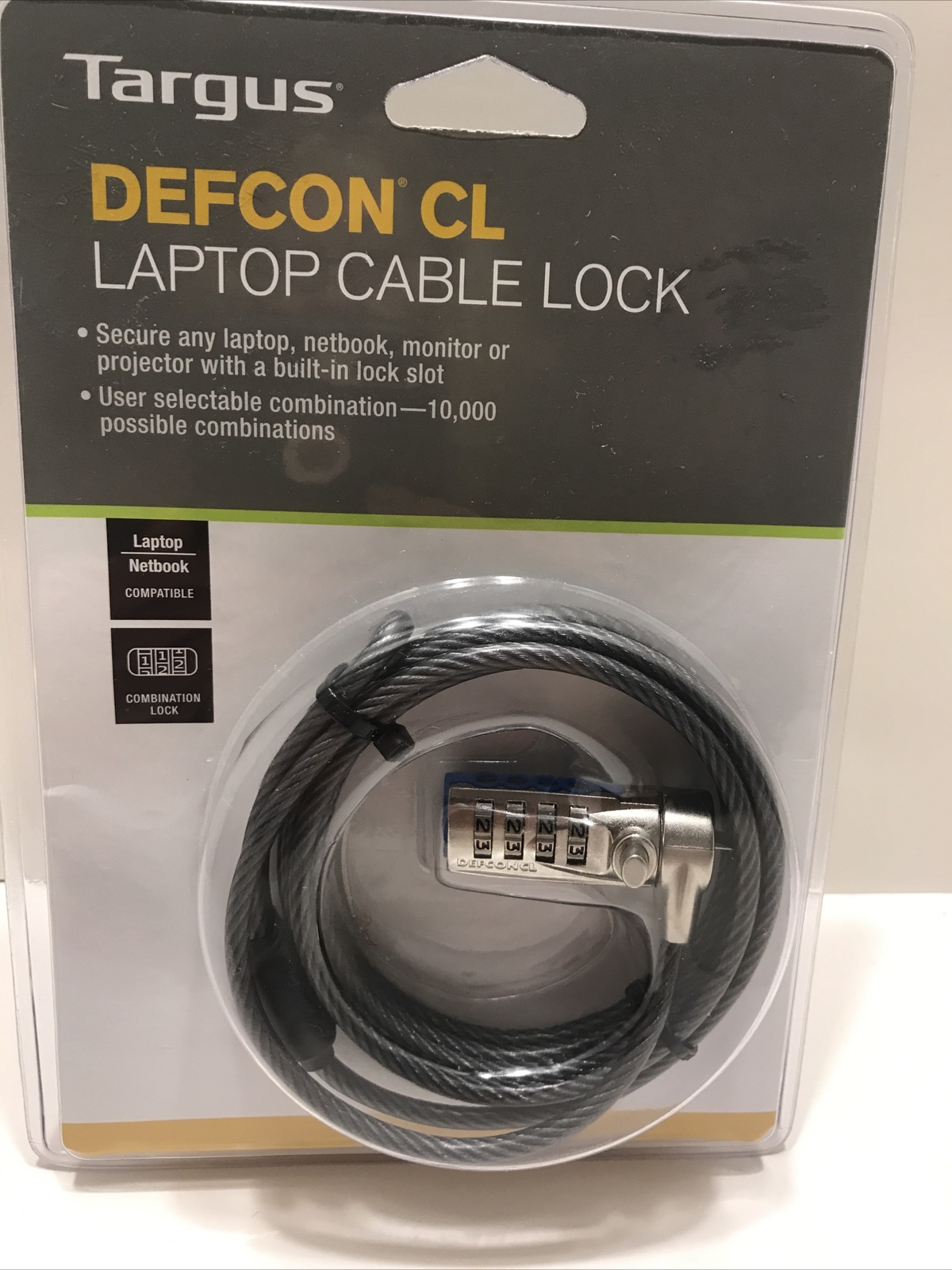 Targus Defcon CL Laptop Cable Combination Lock w/ 6.5 Foot Cable-NEW