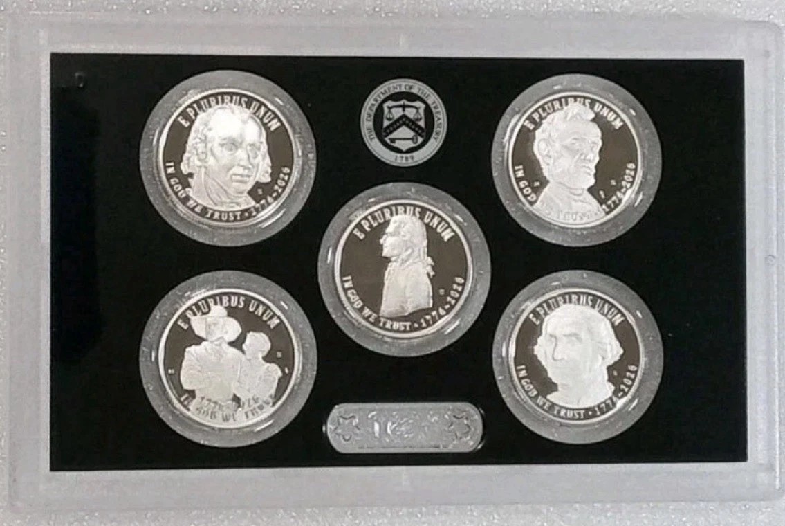 2026 SILVER PROOF SEMI-QUINCENTENNUAL QUARTER SET in US MINT LENS w/box + COA