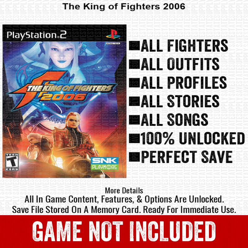 The King of Fighters 2006 100% PS2 Memory Card All CHEATS ITEMS