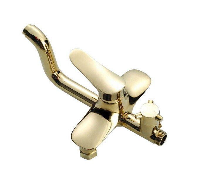 Wall Mounted Gold Brass Bathroom Rainfall Shower Faucet Set Tub Mixer Tap 2gf312