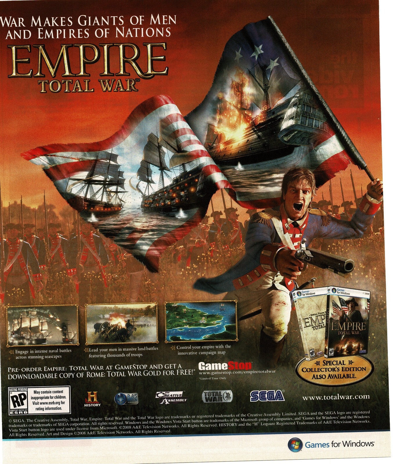 2009 Empire Total War Video Game Vintage Print Ad Sega