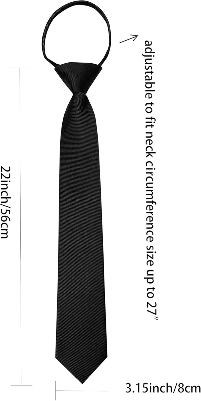 3.15“Solid Color Pre-tied Adjustable Necktie for Business and Wedding