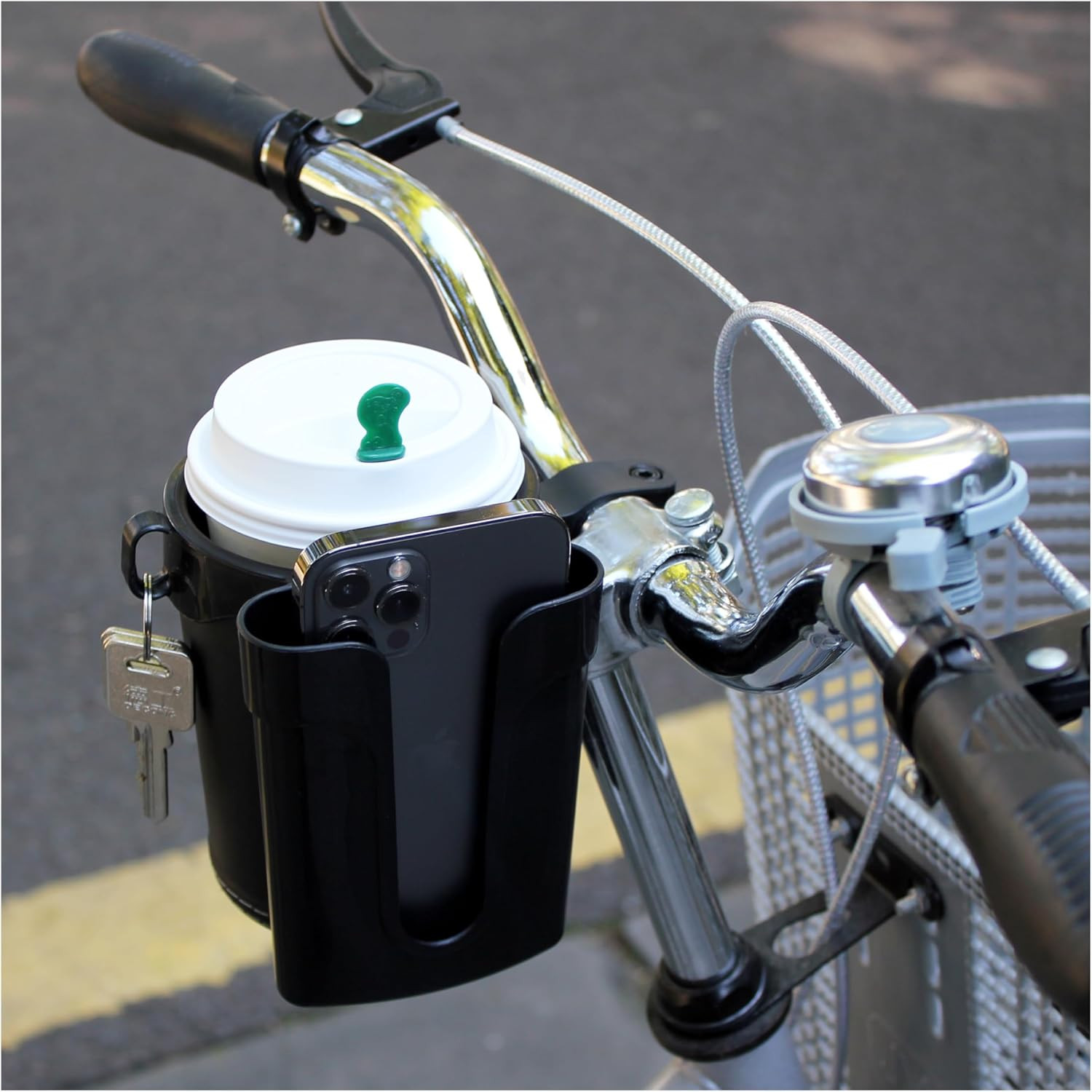 Bike Cup Holder With Phone And Keys Universal Drink Holder For Bikes Scooters