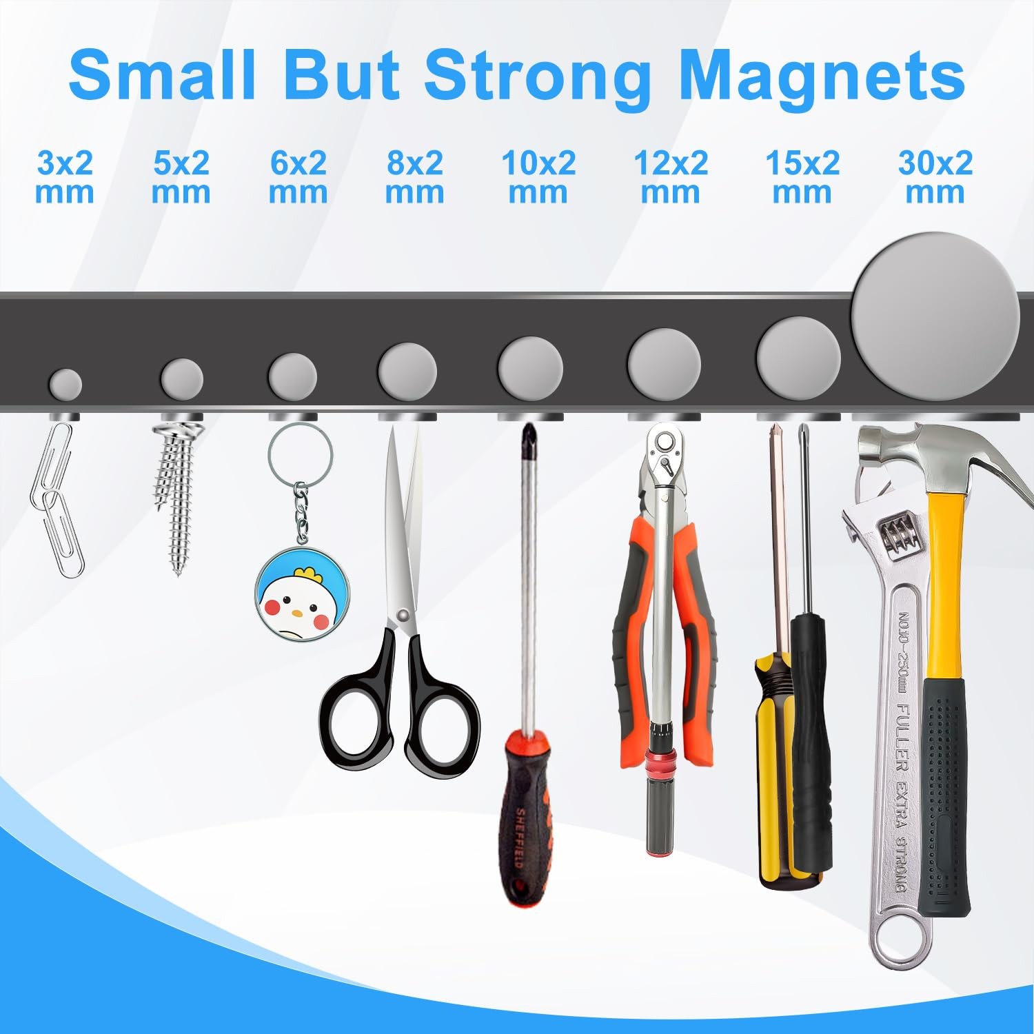Magnets, Caturledas 600 Pack 8 Different Sizes Small Mix-8 Sizes, Silver