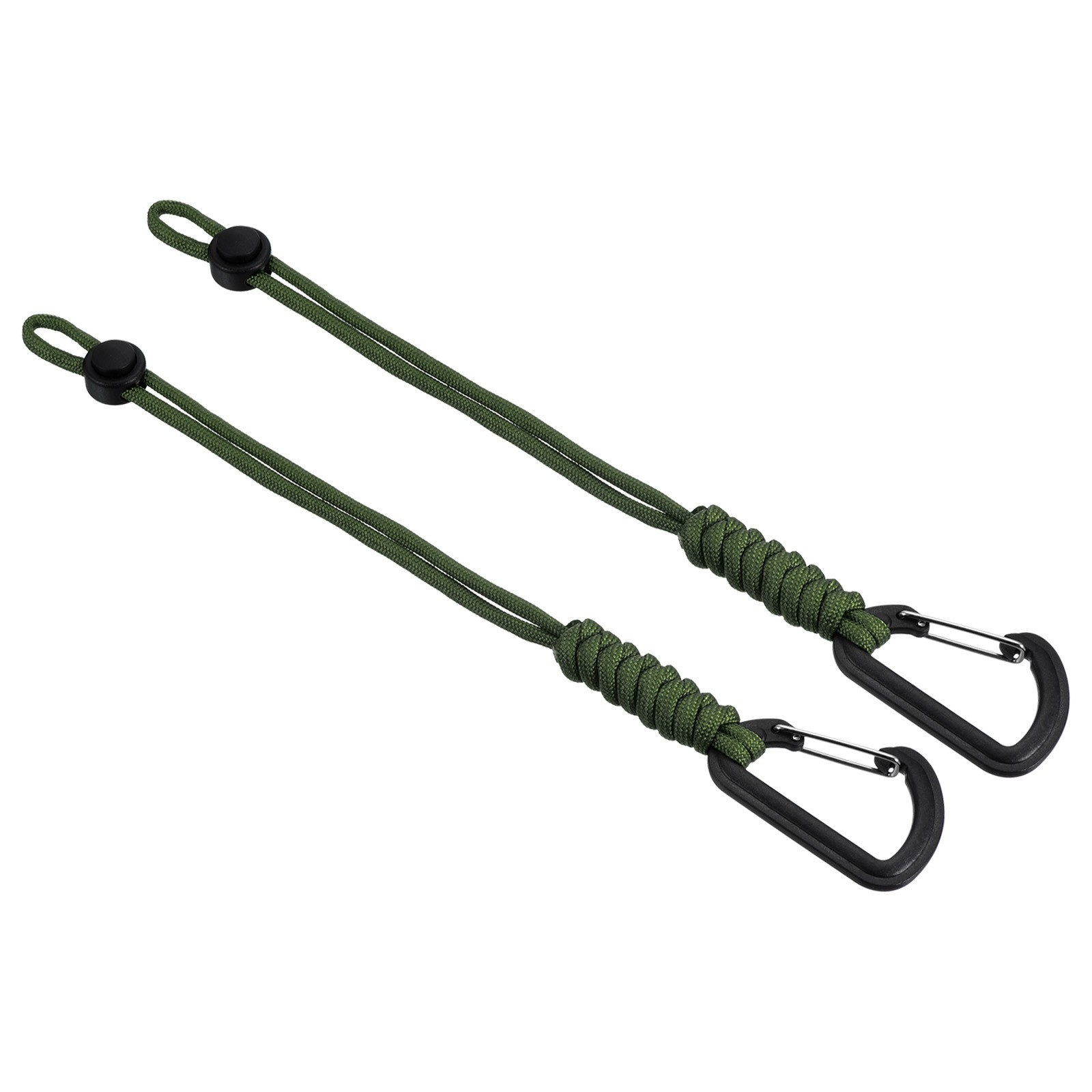 2Pcs Paracord Braided KeyChains with Clip Adjustable Lanyard Army Green