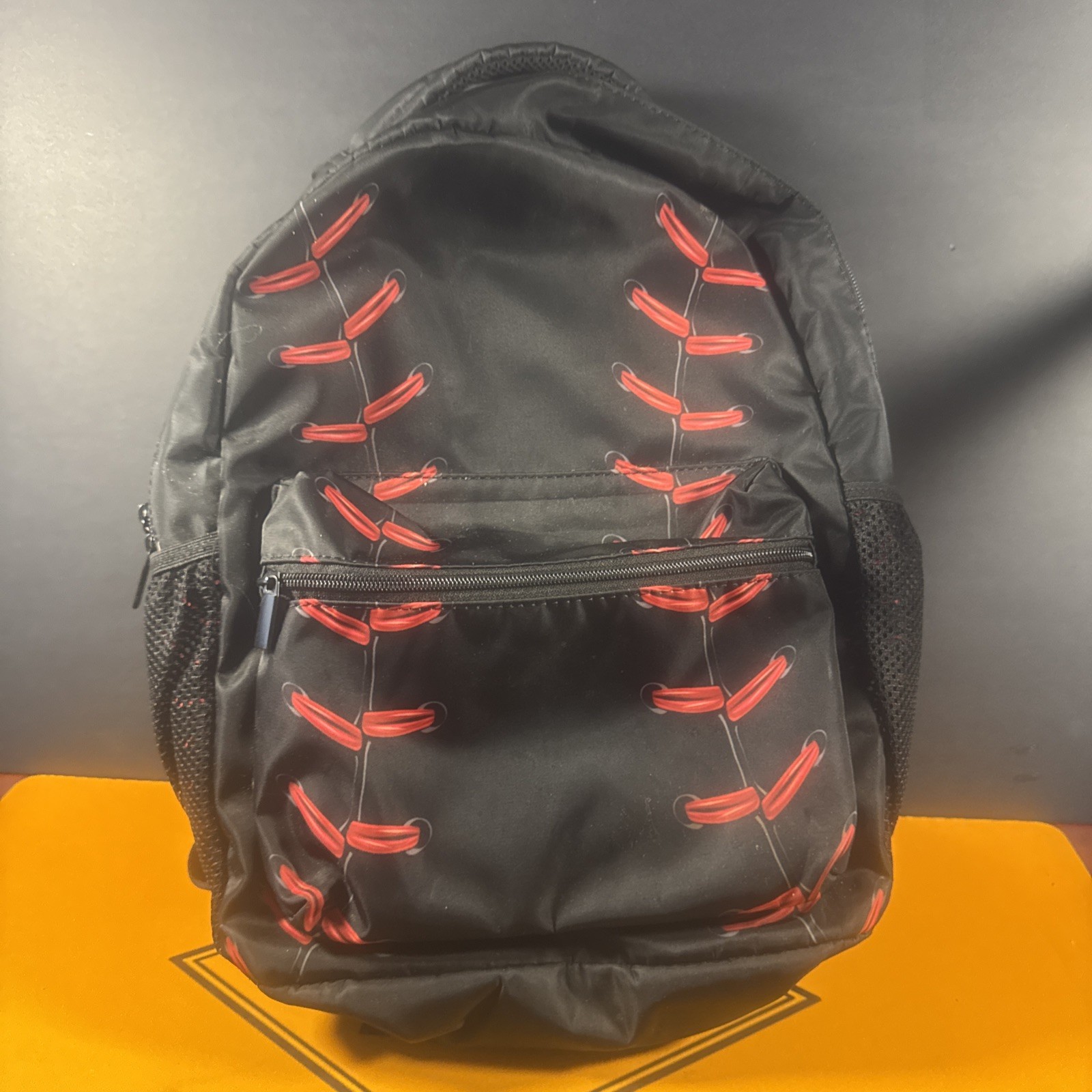 Kcideci Black Baseball Laptop Backpack Bookbag