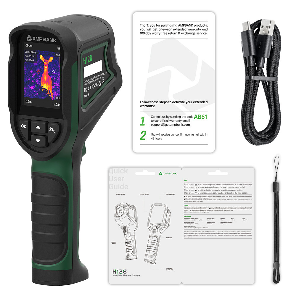 AmpBank H128 Handheld Thermal Imaging Camera 240 x 240 TISR 15-Hour Battery Life