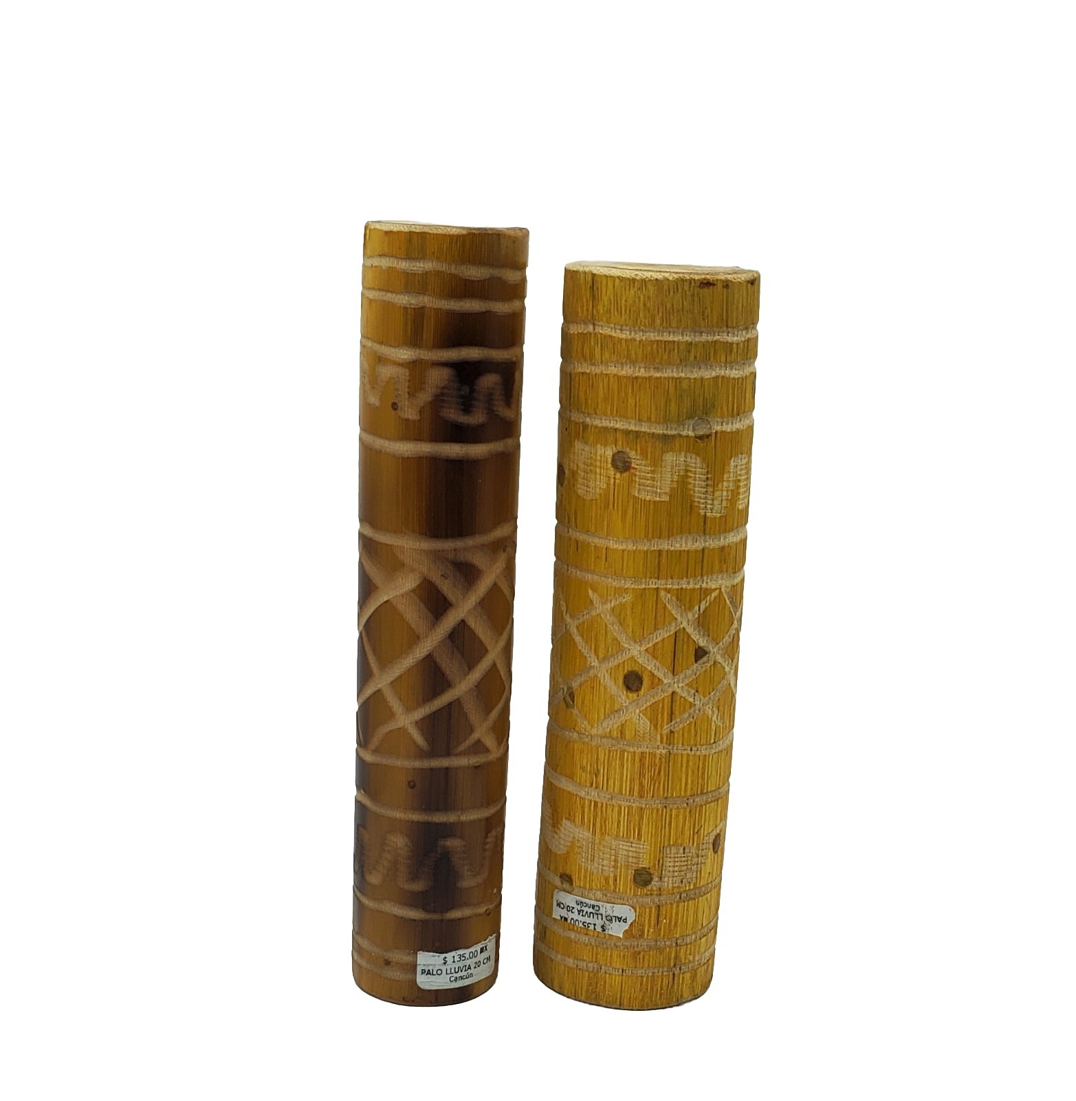 Cancun Natural Wood Hand Carved Bamboo Rain Stick Palo De Lluvia Tagged RRP $135