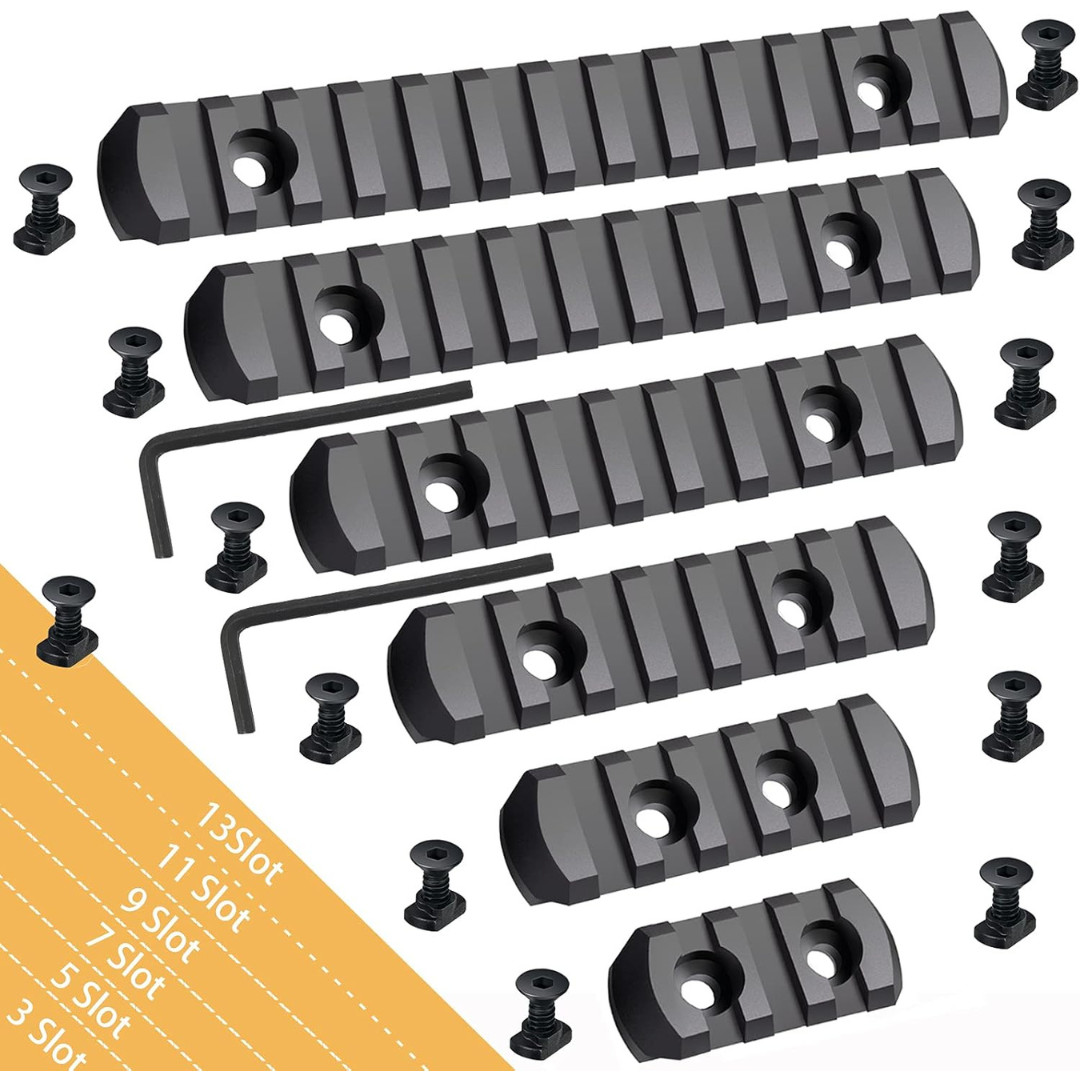 6 Pack Lock Picatinny Rail 3/5/7/9/11/13 Slot Set M-Lok Picatinny Rail