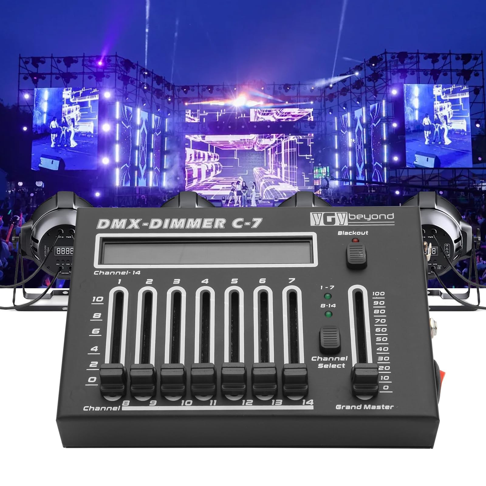 ygybeyond DMX512 Controller 14-Channel Mini Lighting Console, Portable DJ Light