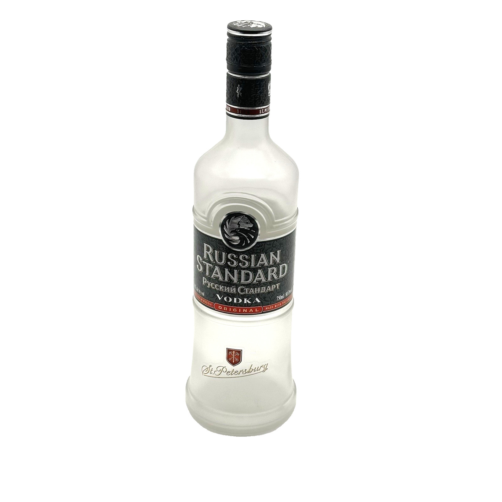 Empty Russian Standard Vodka Frosted Glass Bottle St Petersburg 750ml Display