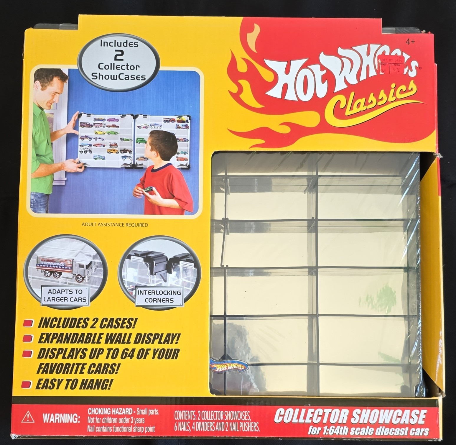 Hot Wheels Classics 1:64 Display Case 2-Pack Wall Mountable Clear/Black