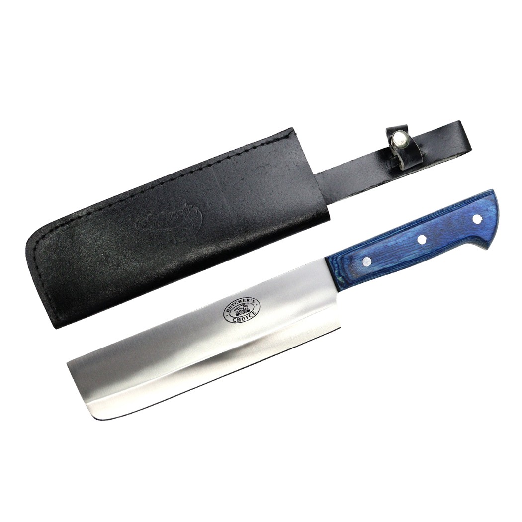 TheBoneEdge 12"" Butcher Choice Stainless Steel Kitchen Knife Blue Wood Handle