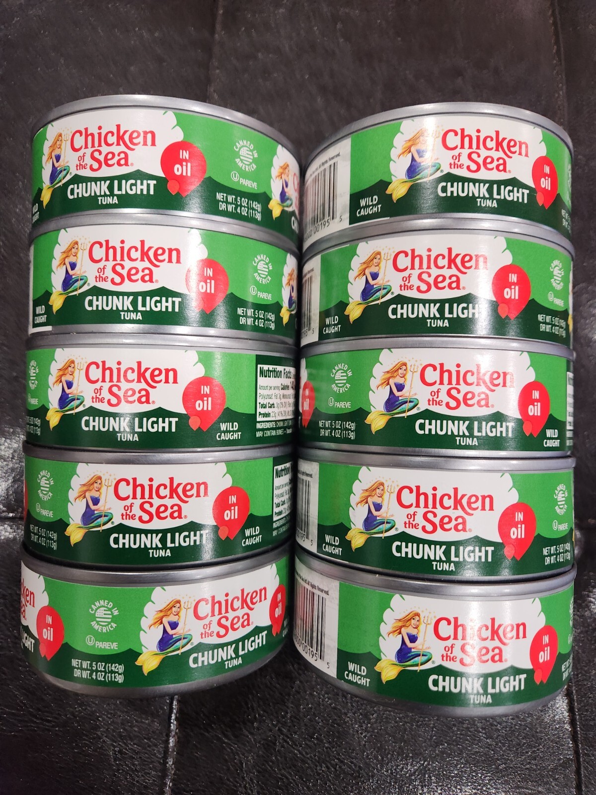 10 PACK CHICKEN OF THE SEA CHUNK LIGHT TUNA IN OIL 0.5 OZ EACH NEW 07/2027