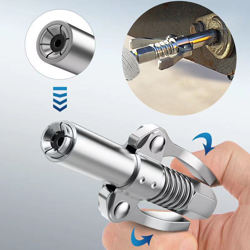 10000 PSI Grease Gun Coupler Quick Release Lock Coupling Double Handle Tool