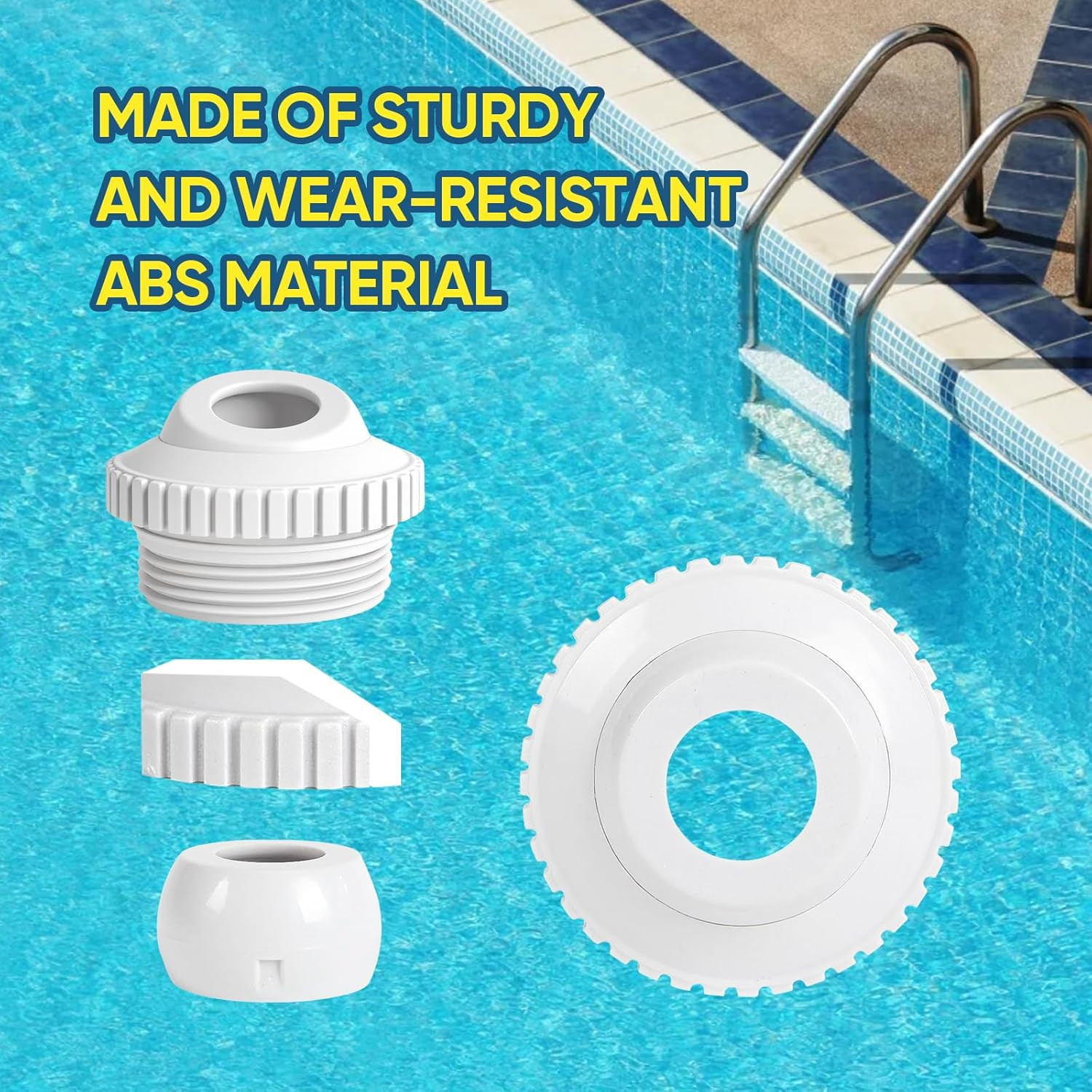 2-Pack 3/4" Pool Return Jet Nozzles, Compatible 1-1/2" MIP | Adjustable Eyeball