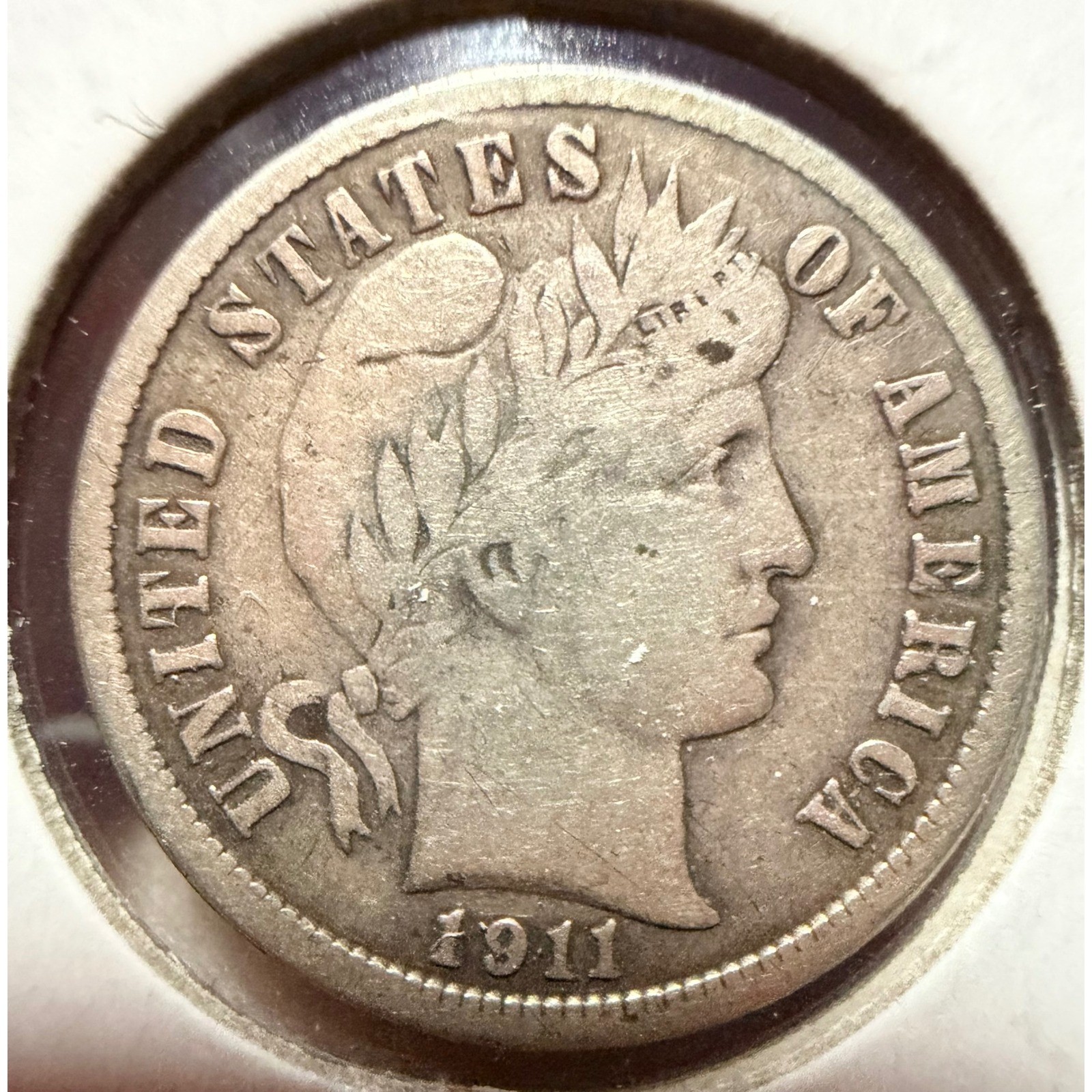 1911-S Barber Dime US Silver Coin San Francisco Mint Mark 90% Silver 10C