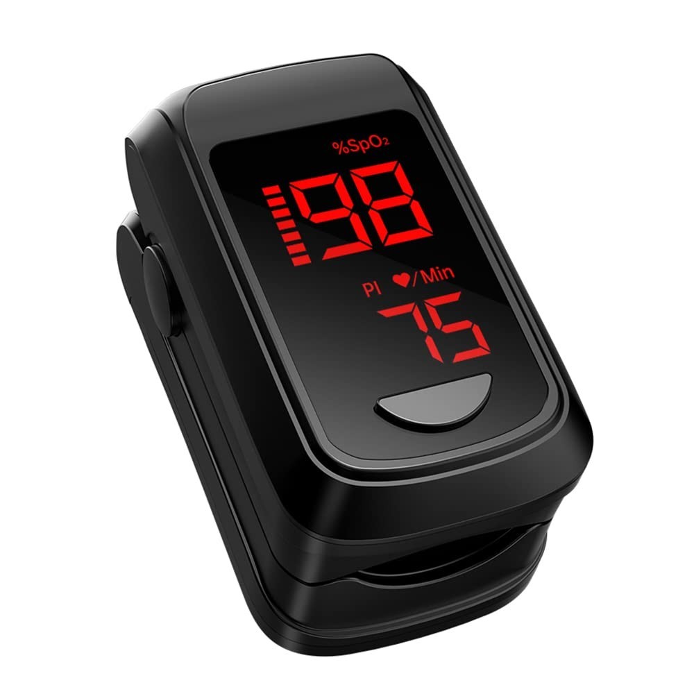 Mini Pulse Oximeter Fingertip Saturation Monitor for SpO2/Heart Rate/PI (Black)