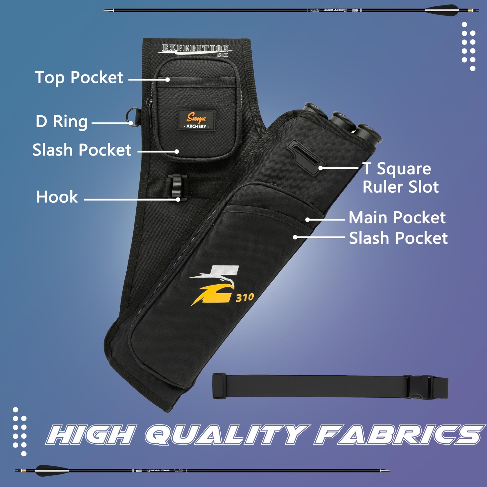 SUNYA R310Black Hip Quiver for Target Archery Black