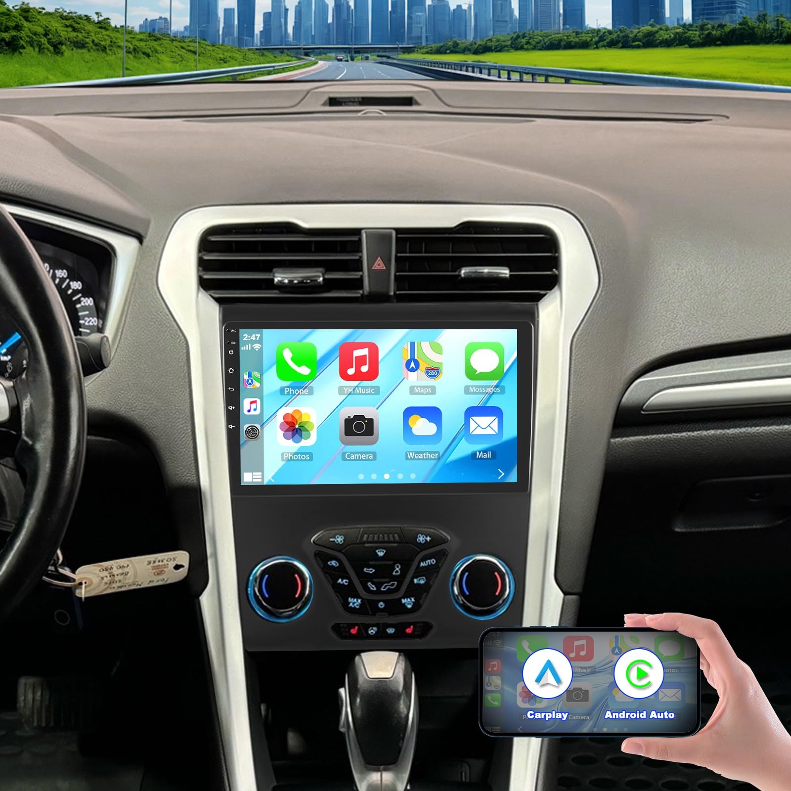 9'' Car Radio for Fusion Mondeo 2013-2019 with Wireless CarPlay Android Auto