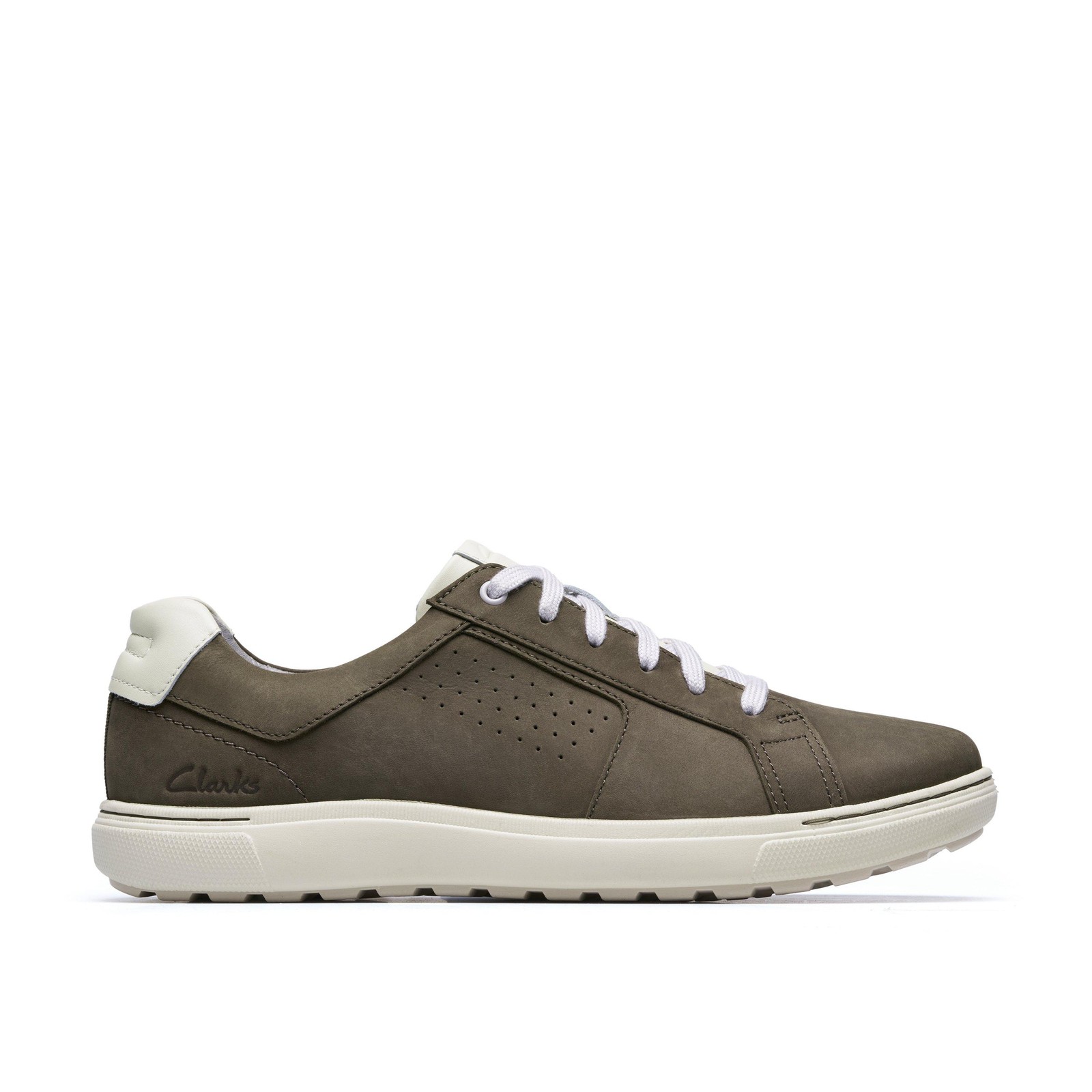 Clarks Mens Mapstone Tie Green Leather Casual  Shoes