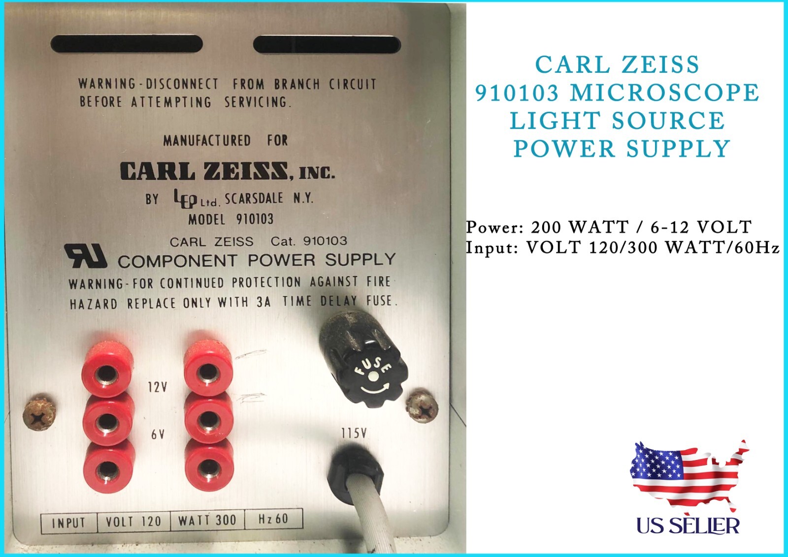 POWER SUPPLY CARL ZEISS 910103 MICROSCOPE LIGHT SOURCE