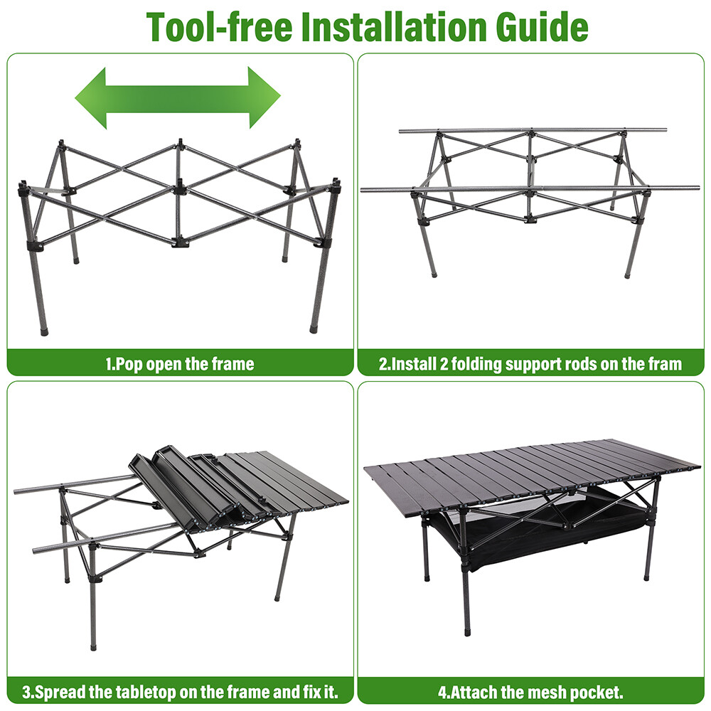 Folding Table Camping Side Table 47 inch Lightweight Outdoor Aluminum Table+Bag