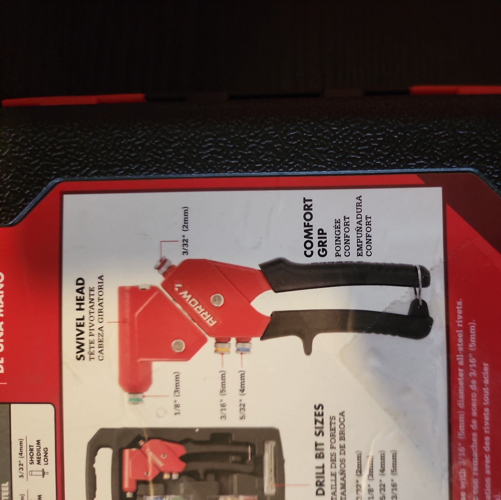 ARROW ONE HANDED SWIVEL RIVETER KIT 360 Swivel Head Quick Change Color Coded