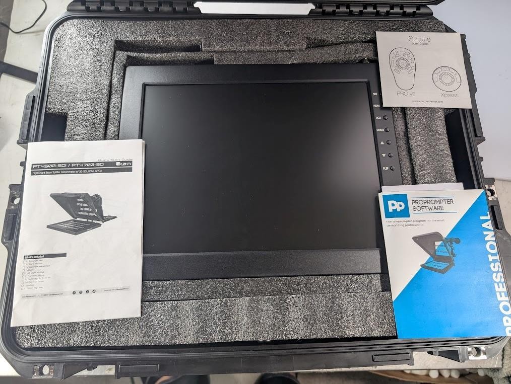 NEW Professional 15″ High Bright Beam Splitter Teleprompter PT4500-SDI w/ Case