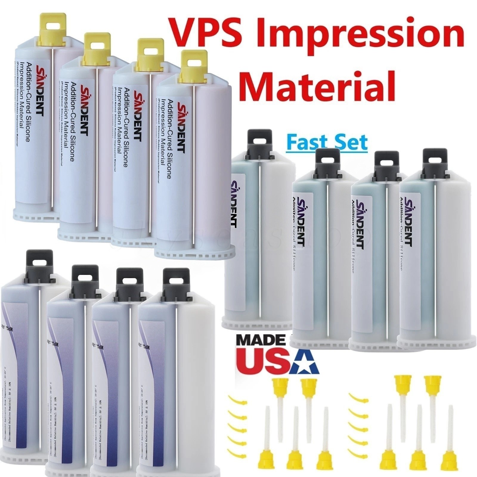 Dental VPS Impression Material Light/Medium/Heavy Body - Fast Set 50ML Cartridge