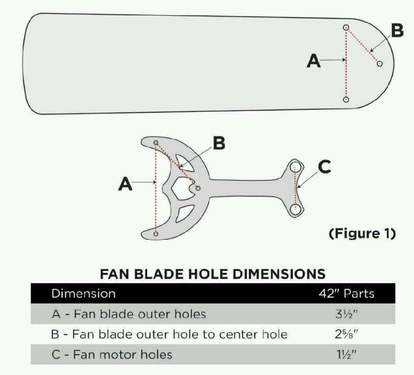 36"- 42" White Ceiling Fan Blade Arm Replacement Bracket, Hunter & Hampton Bay